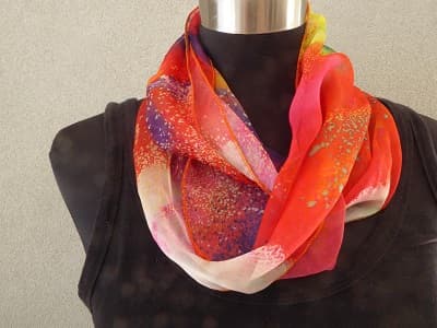 Orange silk infinity scarf - $15.00