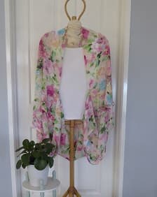 Pink and green chiffon cocoon jacket - $50.00